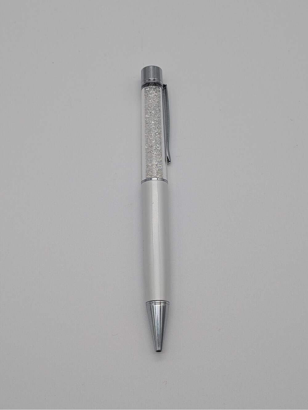 Swarovski Crystalline Ballpoint Pen - Matte Silver Tone & Clear Crystal - No Box